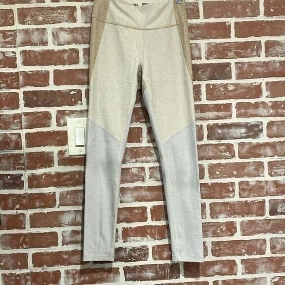 Outdoor Voices Pants - Outdoor Voices Fitted Colorblock Tan Brown Cream Blue Leggins SZ Small Womens